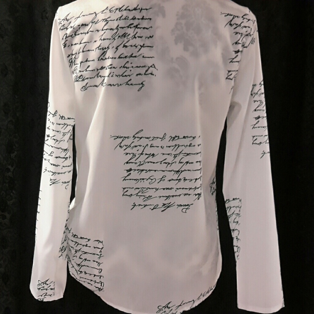 POETIC LOVE LETTER SCRIPT  BLOUSE - Picture 2 of 6